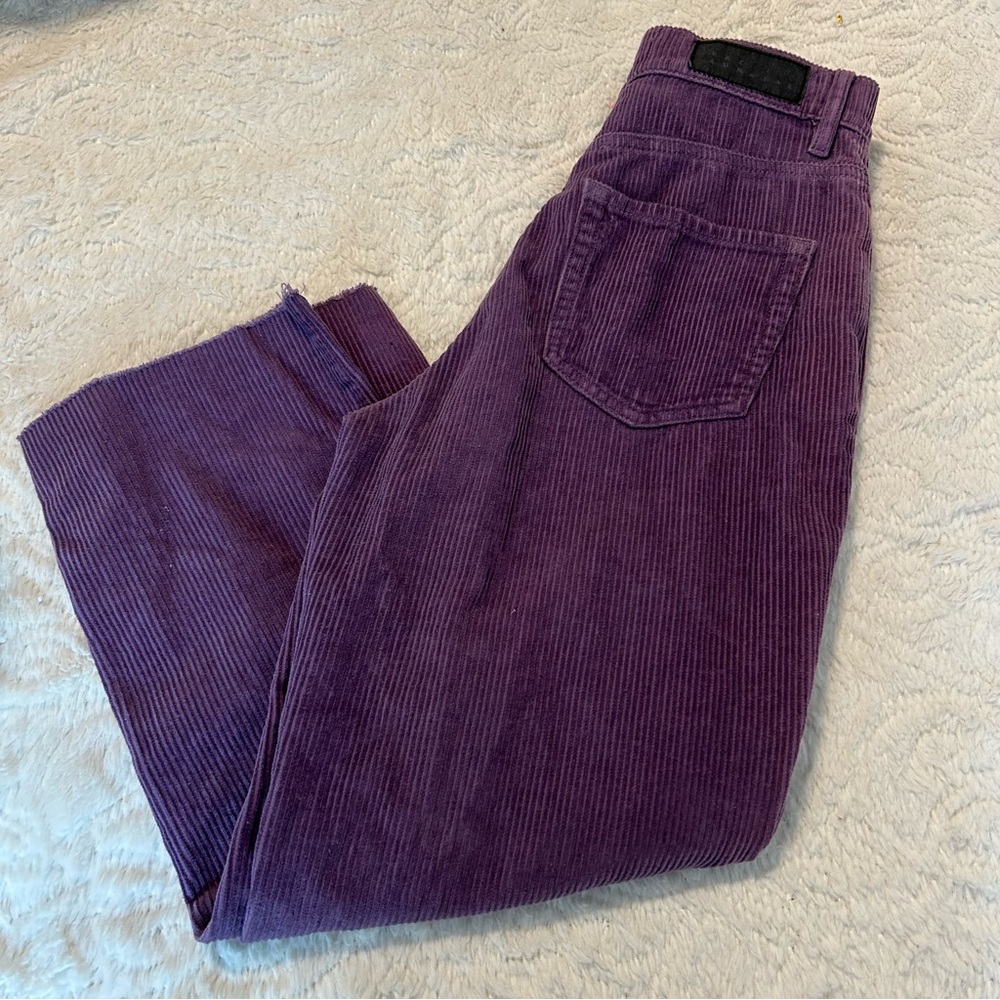 PacSun Purple Corduroy High Waisted High Rise Straight Leg Crop Raw Hem Sz 25 - Picture 6 of 14